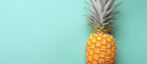 Pineapple piece on a isolated pastel background copy space