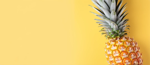 Photo pineapple piece on a isolated pastel background copy space