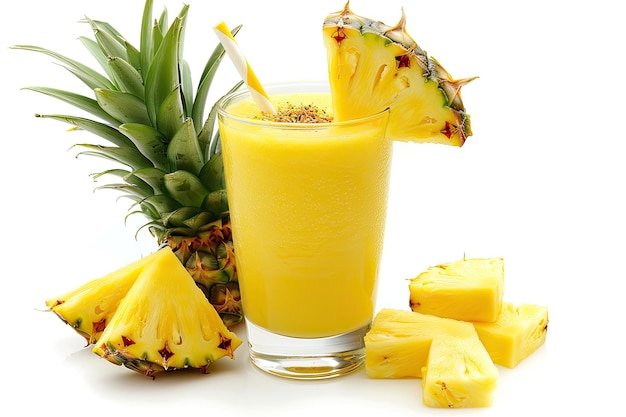 a pineapple and pineapple glass of orange juice