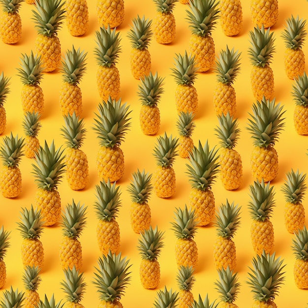 Photo pineapple seamless pattern print tropical vegan food illustration generative ai