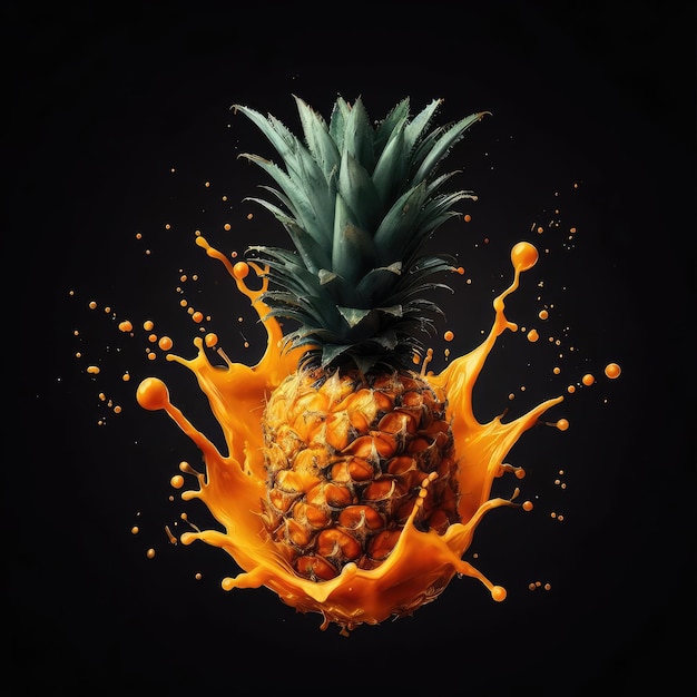 pineapple and splash on black