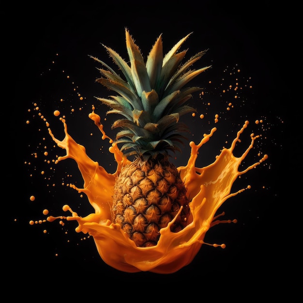 pineapple and splash on black