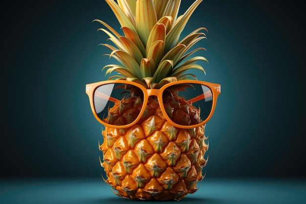 Pineapple in sunglasses on a beautiful background