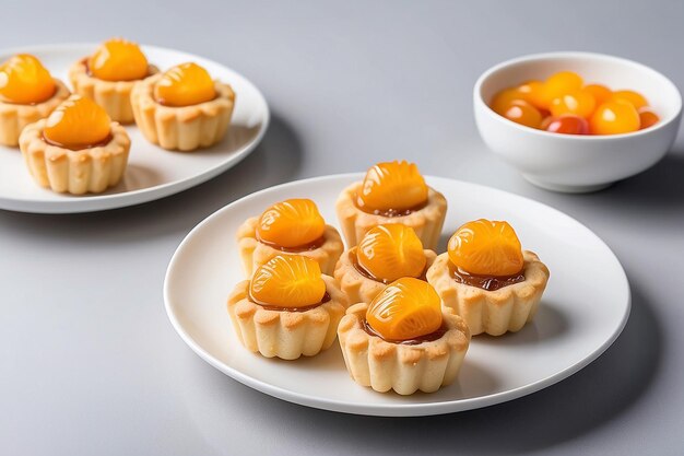 Photo pineapple tarts served on a smooth white porcelain plate