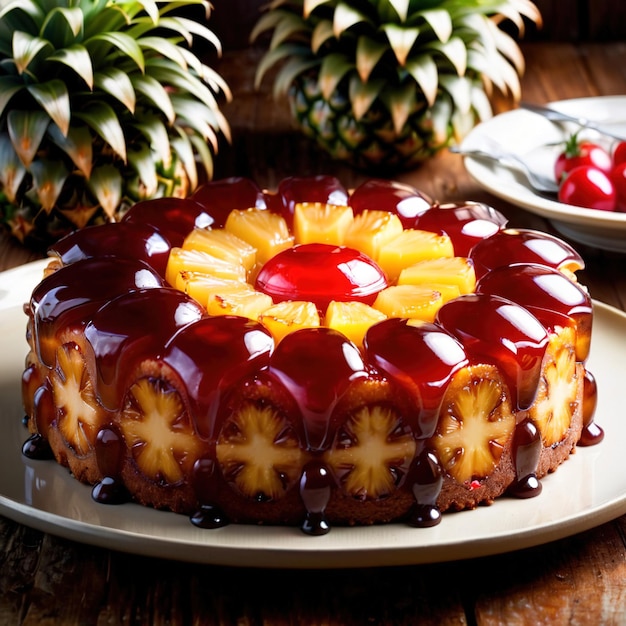 Pineapple UpsideDown Cake traditional popular sweet dessert cake