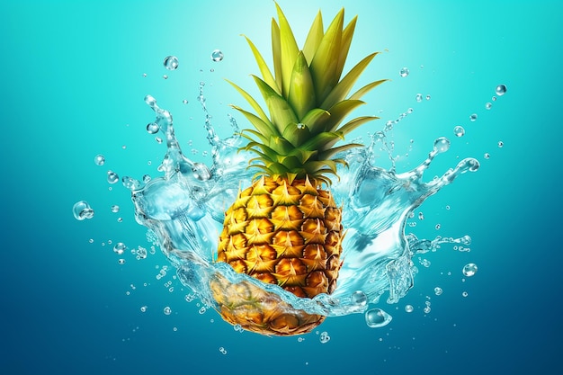 A pineapple in the water