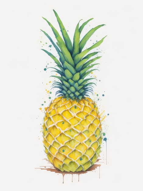 Photo pineapple watercolor ai generate