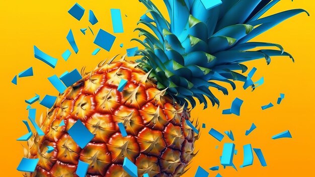 A pineapple with blue confetti decoration