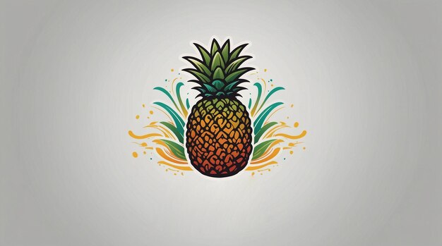 Photo a pineapple with a gold splash of watercolors