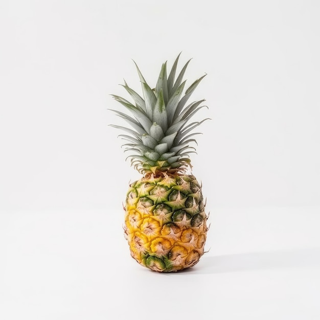 Pineapple with pineapple slices on wood background