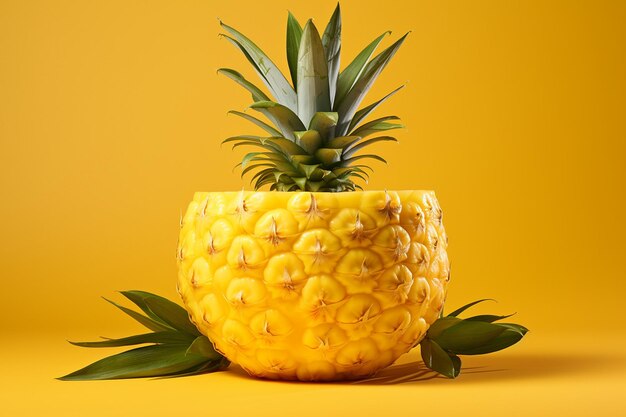 Pineapple with a slice cut out to form a bowl for candy