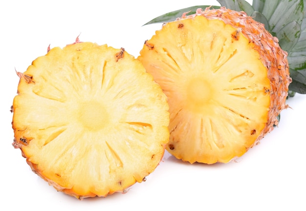 Pineapple with slices isolated Clipping Path