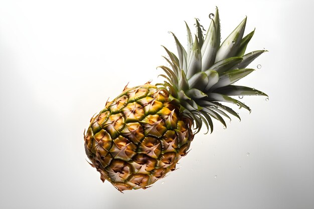 Pineapple with splashes of water on dark background ai generative