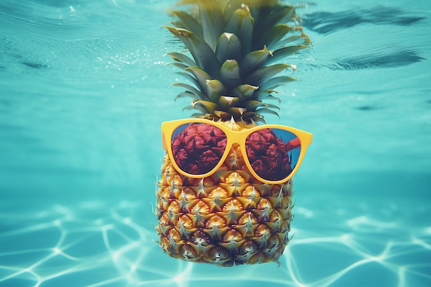 Pineapple with Sunglasses Floating