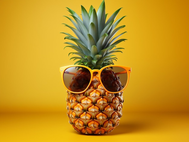 a pineapple with sunglasses on it and a pair of sunglasses on top of it.