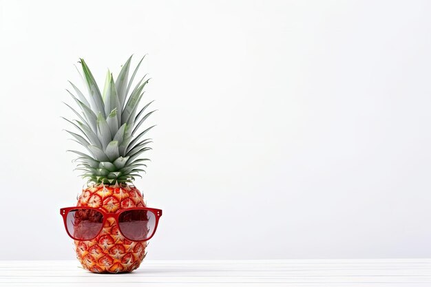 Pineapple with sunglasses on white background 3D Rendering