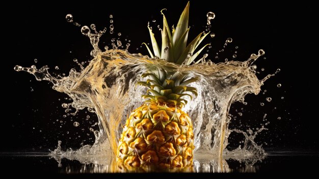 Photo pineapple with water splash