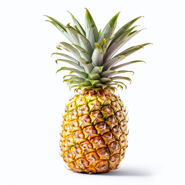 A pineapple with a yellow top and a green top.