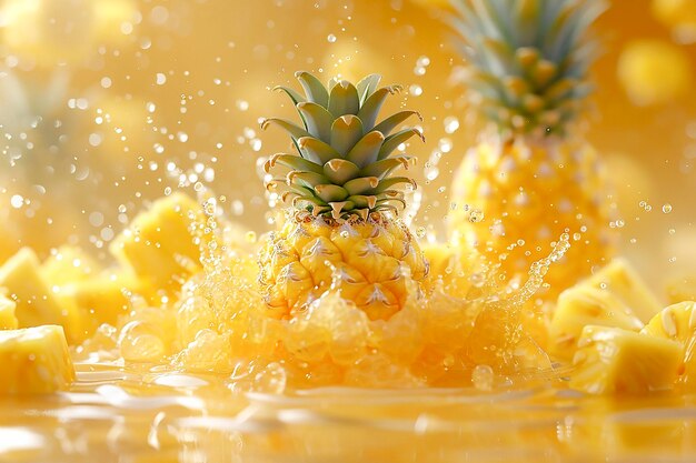 Pineapples and flowing liquid