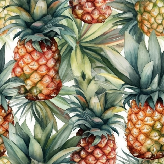 Pineapples on a white background.