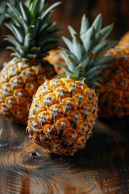 pineapples on a wooden background nature