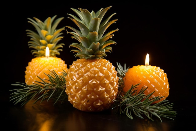 Pineappleshaped candles or candle holders