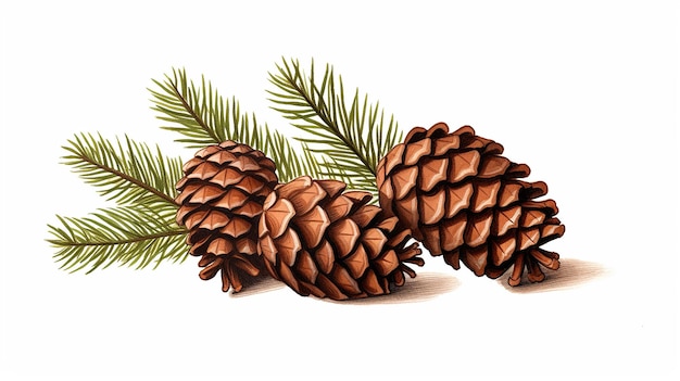 pinecones illustration on white isolated background