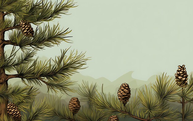 Photo pines cones seamless repeat pattern white background