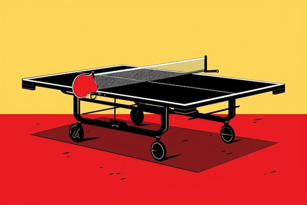 Photo a ping pong table sitting on top of a red carpet ai