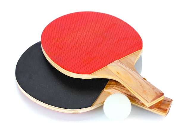 Pingpong rackets and ball isolated on white