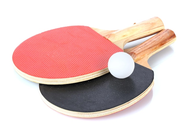 Pingpong rackets and ball isolated on white