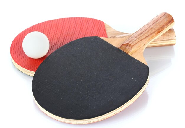 Pingpong rackets and ball isolated on white