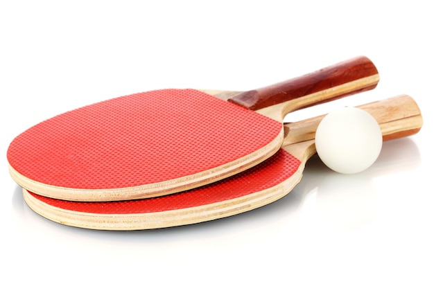 Pingpong rackets and ball isolated on white