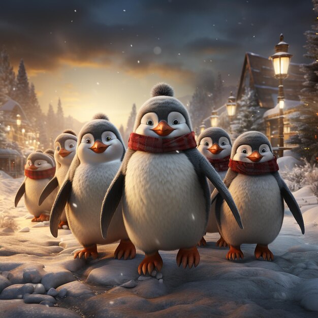 Photo pinguim esperando a festa de natal