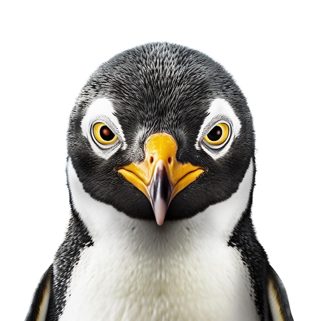 pinguïn gezicht geschoten witte achtergrond