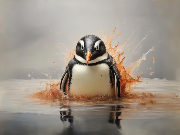 Pinguïn lijdt aan stijgende temperatuur concept van de opwarming van de aarde