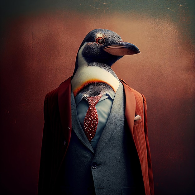 pinguïn vogel in slimme elegante formele pak formele diner kleding