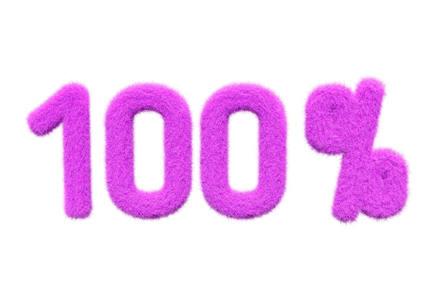 분홍색 100% 모피 3D 요소 렌더링 타이포그래피 푹신한 스타일