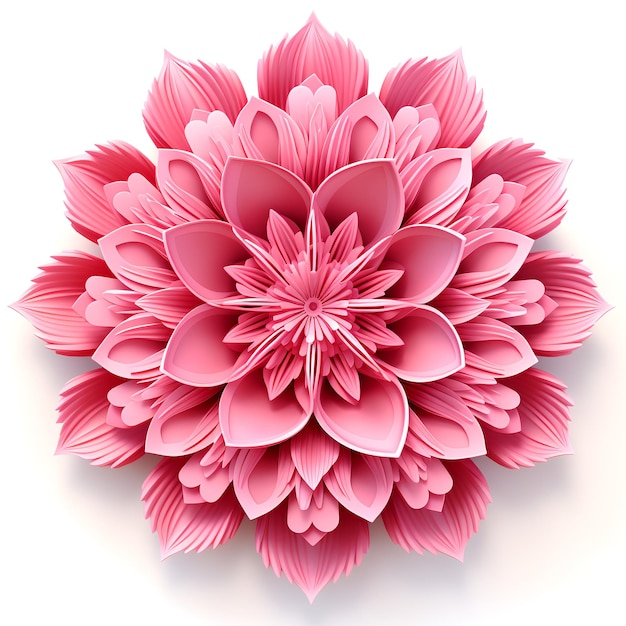 Pink 3D flower mandala art