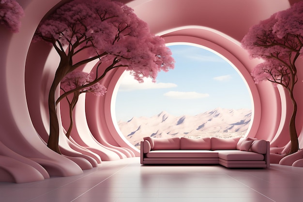 Pink 3D room Background