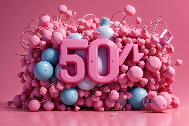 ピンクの50%の割引