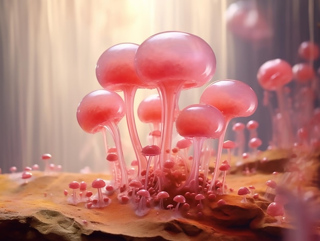 Pink abstract fungus world