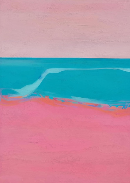 Pink Abstract Painting of Ocean Scenery