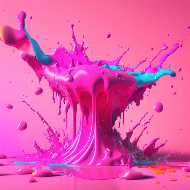 Pink abstract splashes AI generated