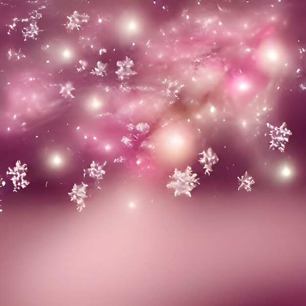 Foto astrazione rosa da vernice acquerello stelle effetto bokeh pini e neve la stella di natale come simbolo della nascita del salvatore