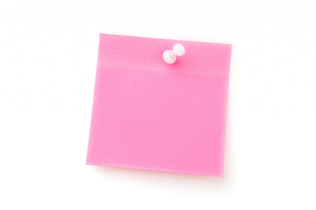 Photo pink adhesive note with pushpin