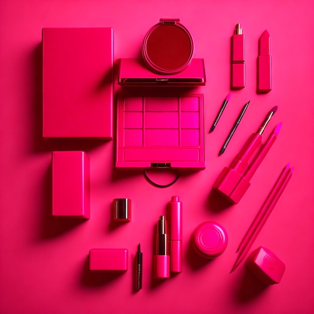 Pink aesthetic makeup items