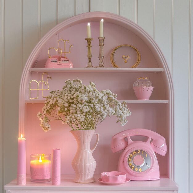 Photo pink aesthetics interior posters ai generated