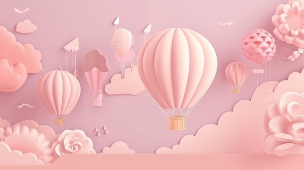 Pink air balloons background Illustration AI GenerativexA