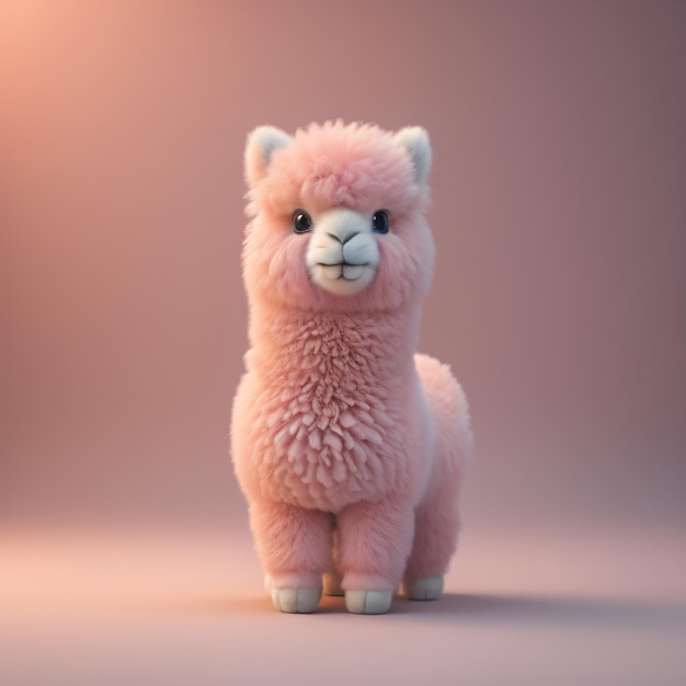 Photo pink alpaca in a pink background